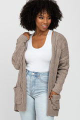 Taupe Cable Knit Cardigan