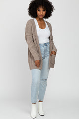 Taupe Cable Knit Cardigan