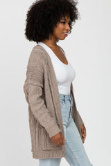 Taupe Cable Knit Cardigan