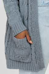 Blue Cable Knit Cardigan