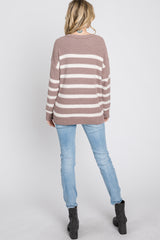 Mocha Striped Fuzzy Knit Sweater