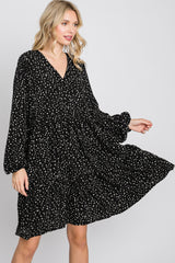 Black Spotted Tiered Dress