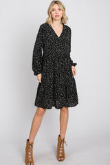 Black Spotted Tiered Dress