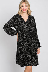 Black Spotted Tiered Dress