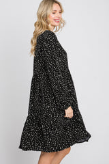 Black Spotted Tiered Dress