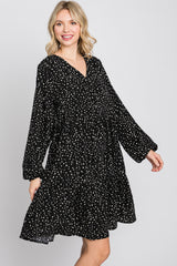 Black Spotted Tiered Dress