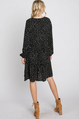 Black Spotted Tiered Dress