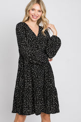 Black Spotted Tiered Dress