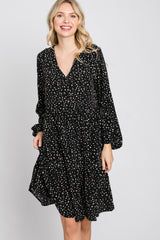 Black Spotted Tiered Dress