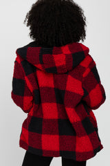 Red Plaid Reversible Sherpa Hooded Jacket