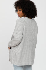 Grey Ribbed Cable Knit Cardigan