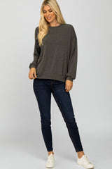 Charcoal Basic Side Slit Sweatshirt