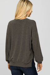 Charcoal Basic Side Slit Sweatshirt