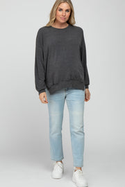 Charcoal Basic Side Slit Maternity Sweatshirt