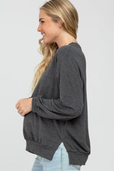 Charcoal Basic Side Slit Maternity Sweatshirt