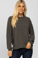 Charcoal Basic Side Slit Maternity Sweatshirt