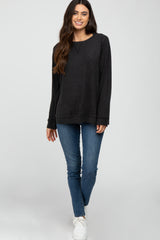 Charcoal Basic Long Sleeve Pullover