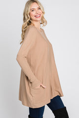 Taupe Pocketed Dolman Sleeve Top