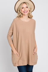 Taupe Pocketed Dolman Sleeve Top