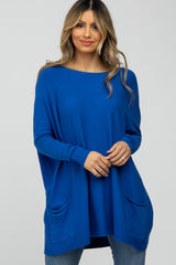 Royal Blue Pocketed Dolman Sleeve Top