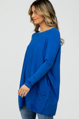 Royal Blue Pocketed Dolman Sleeve Top