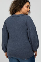 Charcoal Long Puff Sleeve Maternity Plus Top