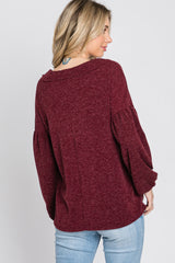 Burgundy Long Puff Sleeve Top