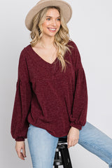 Burgundy Long Puff Sleeve Top