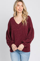 Burgundy Long Puff Sleeve Top