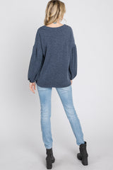 Charcoal Long Puff Sleeve Top