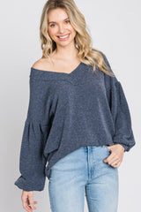 Charcoal Long Puff Sleeve Top