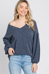 Charcoal Long Puff Sleeve Top