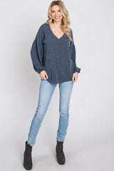 Charcoal Long Puff Sleeve Top