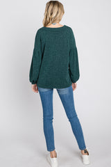 Forest Green Long Puff Sleeve Top