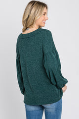 Forest Green Long Puff Sleeve Top