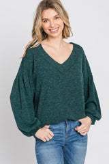 Forest Green Long Puff Sleeve Top