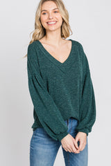 Forest Green Long Puff Sleeve Top