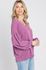 Magenta Long Puff Sleeve Top