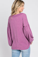 Magenta Long Puff Sleeve Top