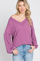 Magenta Long Puff Sleeve Top