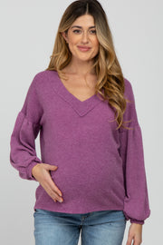 Magenta Long Puff Sleeve Maternity Top