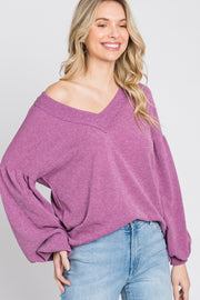 Magenta Long Puff Sleeve Top