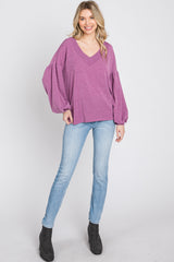 Magenta Long Puff Sleeve Top