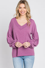 Magenta Long Puff Sleeve Top