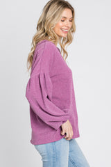 Magenta Long Puff Sleeve Top