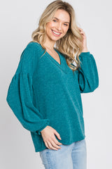 Teal Long Puff Sleeve Top