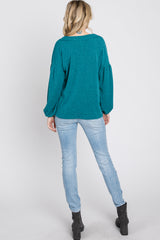 Teal Long Puff Sleeve Top