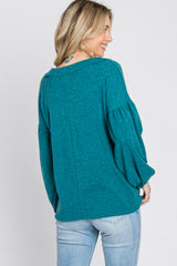 Teal Long Puff Sleeve Top