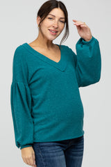 Teal Long Puff Sleeve Maternity Top