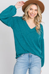 Teal Long Puff Sleeve Maternity Top